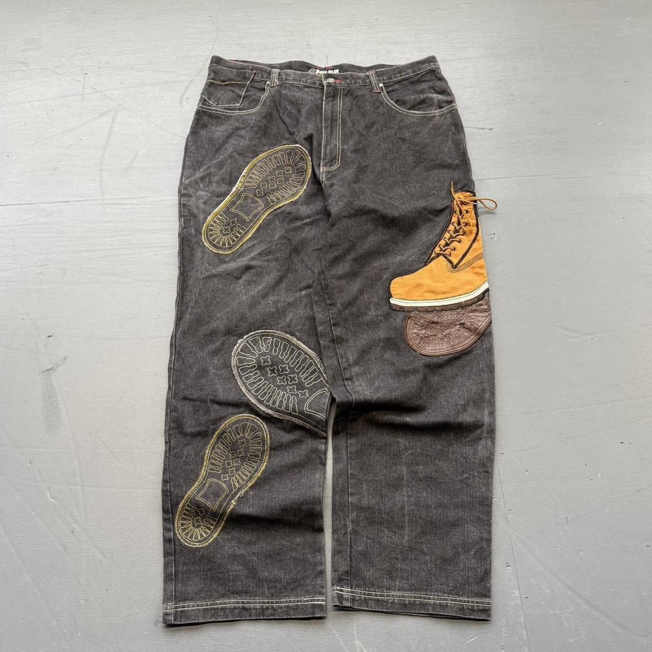 Faded Timberland Boot Raw Blue Baggy Jeans