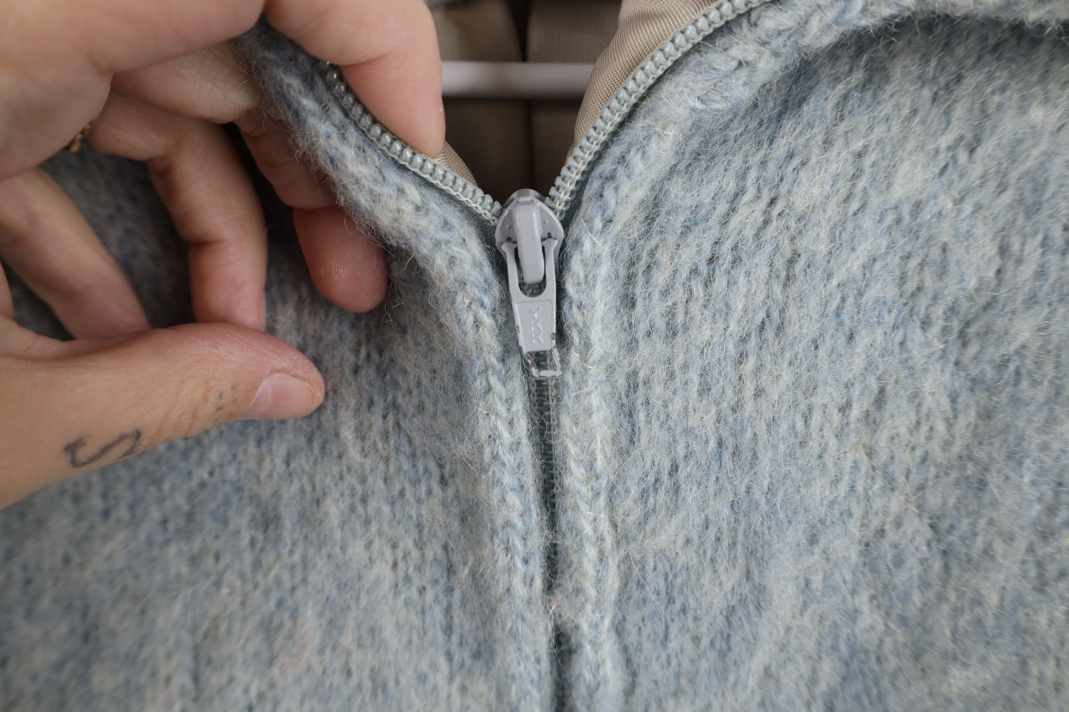 Vintage Vintage 60s 70s Streetwear Wool Full Zip Jacket Light Blue Size S / US 4 / IT 40 - 7 Thumbnail