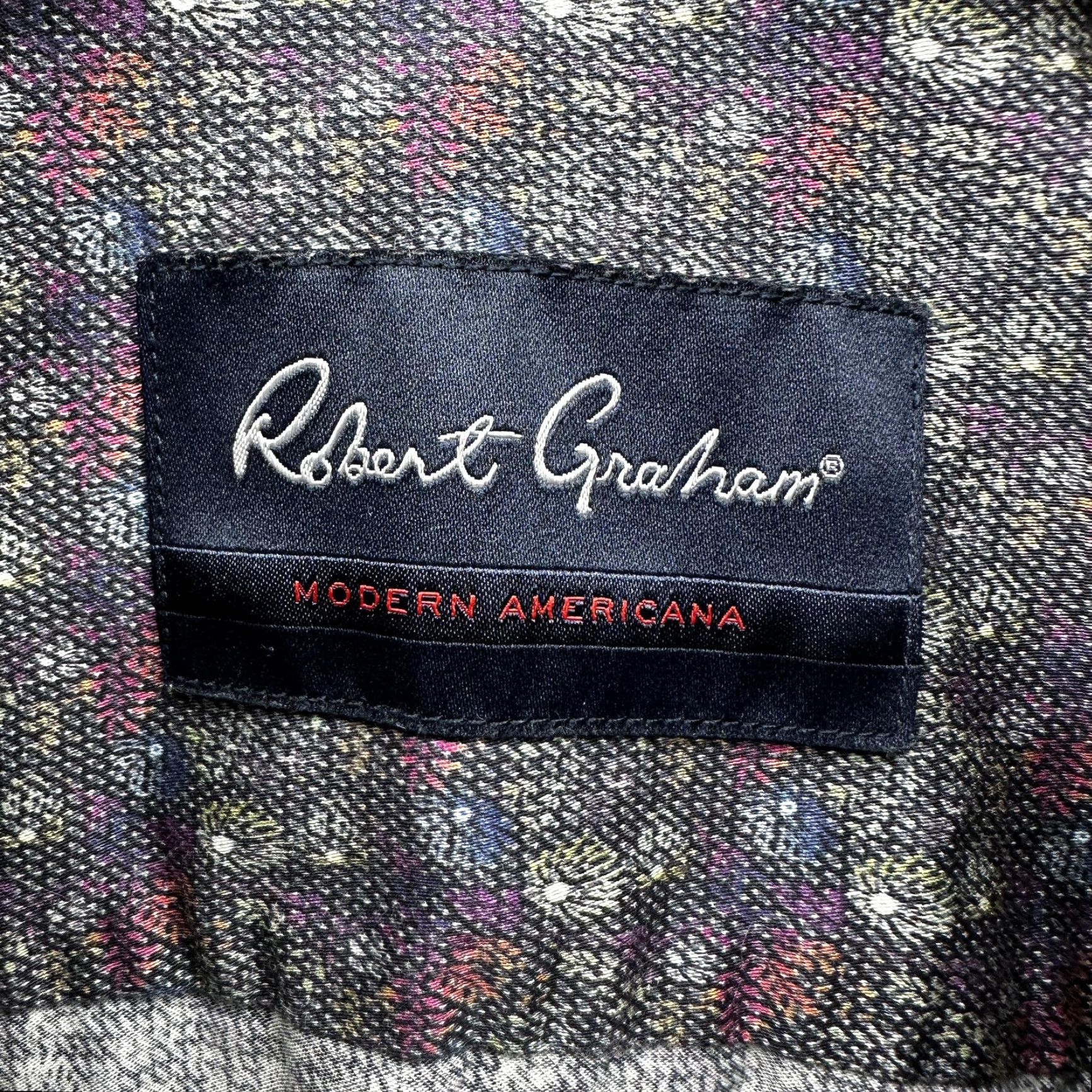 Robert Graham Robert Graham Shirt Mens Small Gray Floral Short Sleeve Button-Up Stretch Twill Size US S / EU 44-46 / 1 - 2 Thumbnail