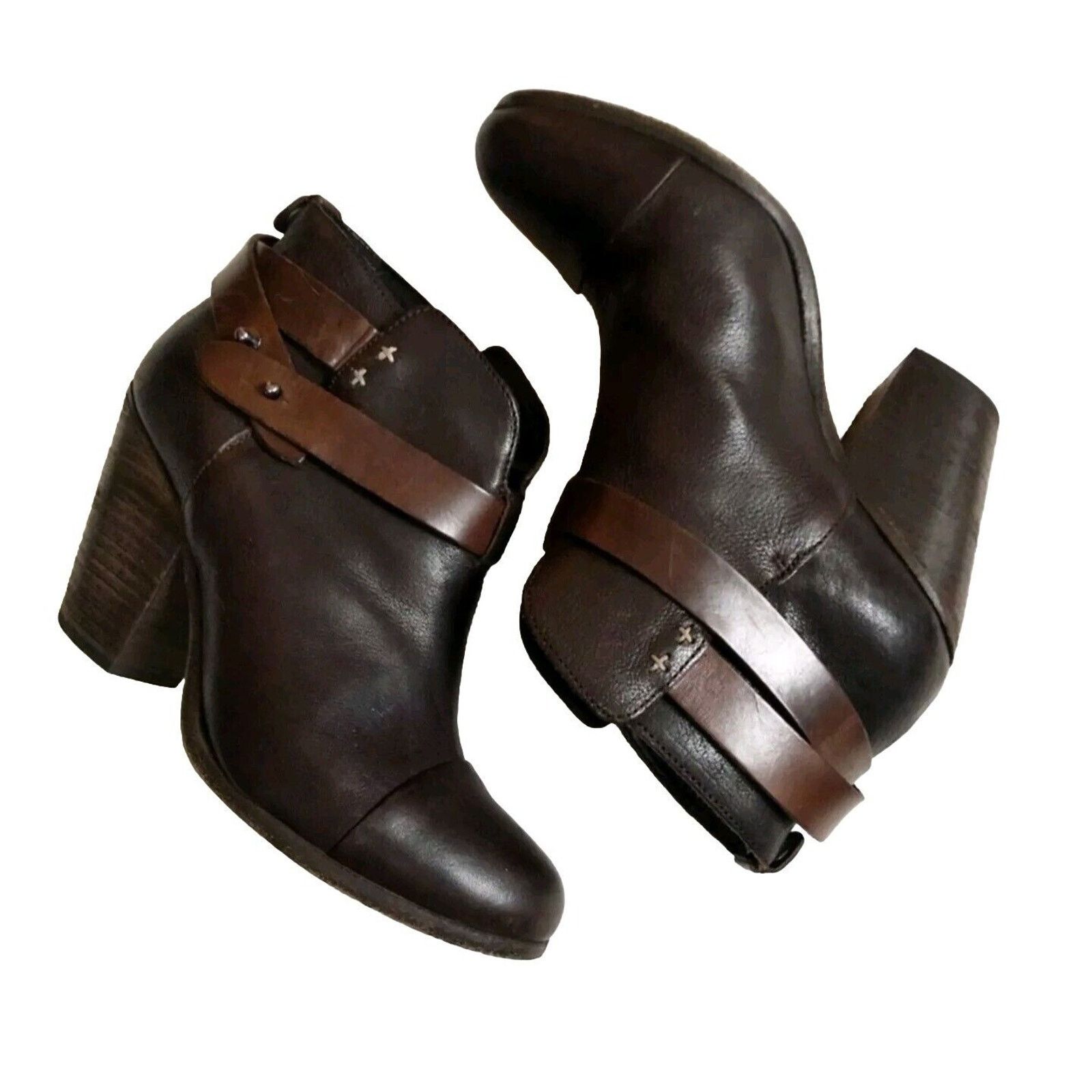 Rag & Bone Size Harrow Ankle Booties Brown Strap,Block Heel