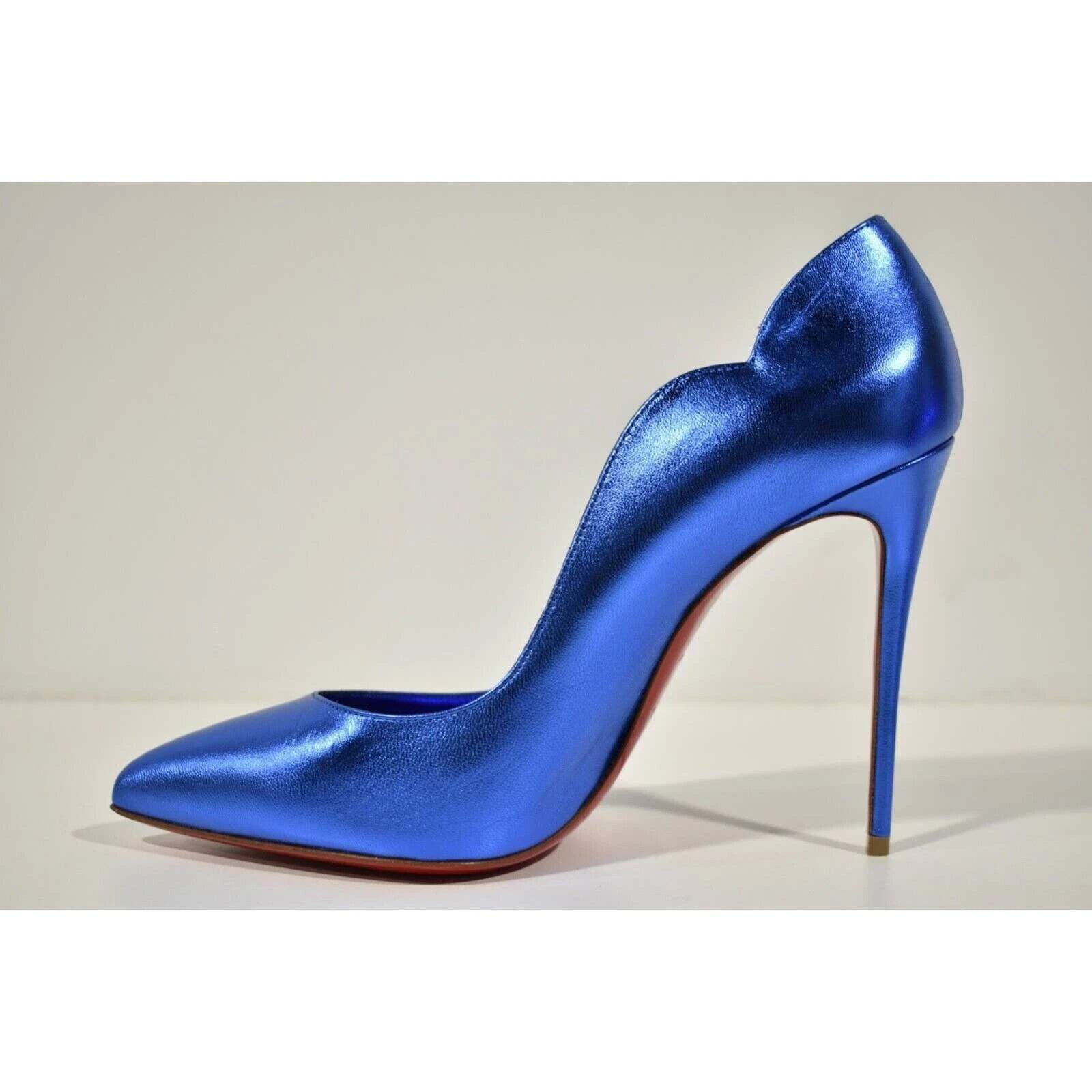 Christian Louboutin Hot Chick 100 Alize Blue Leather Pointed Toe Heel Pump 38.5 Size US 8.5 / IT 38.5 - 8 Thumbnail