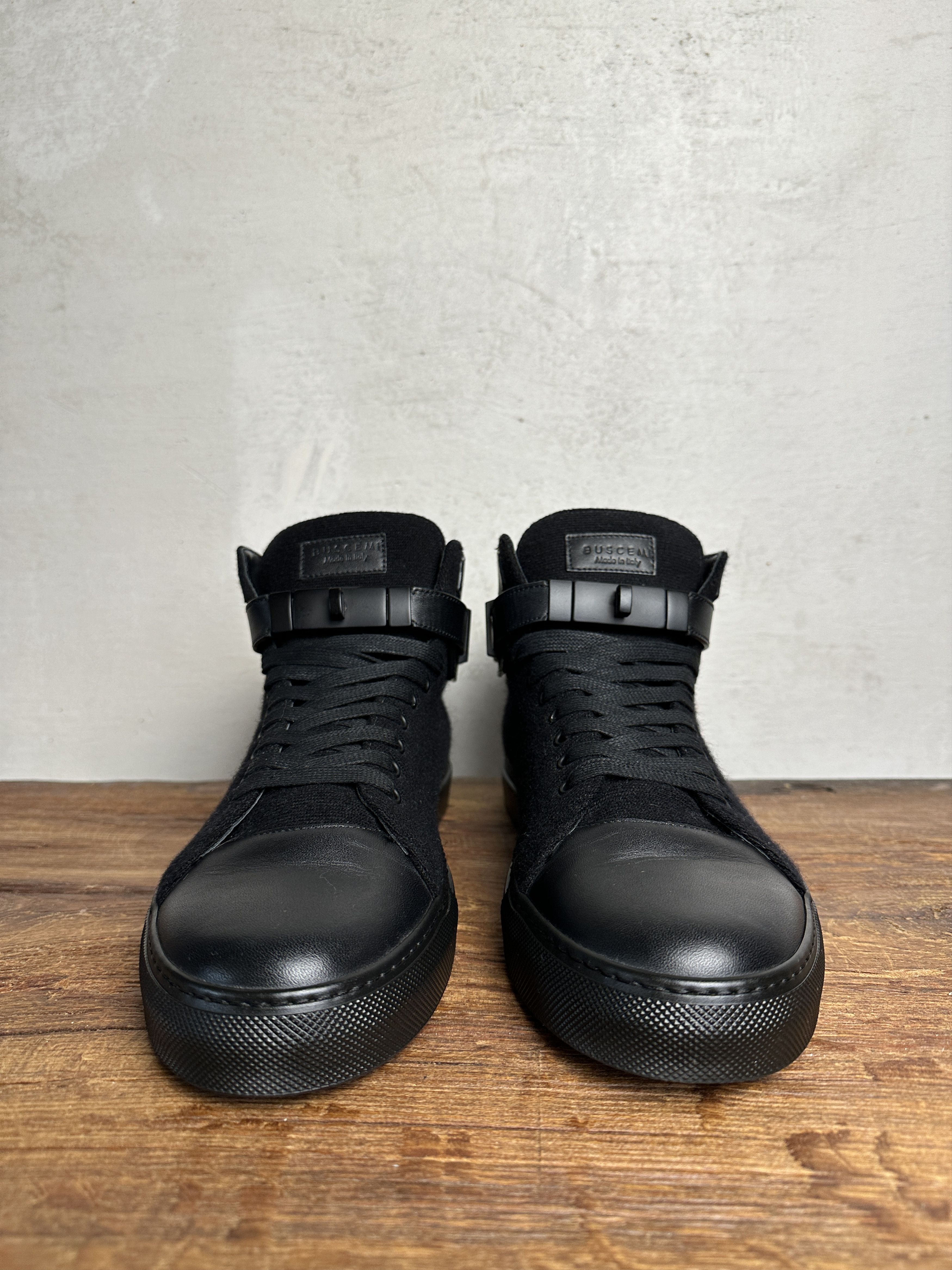 Buscemi Buscemi 100mm Clip Canvas Mid-Top Triple Black Sneakers Size US 12 / EU 45 - 3 Thumbnail