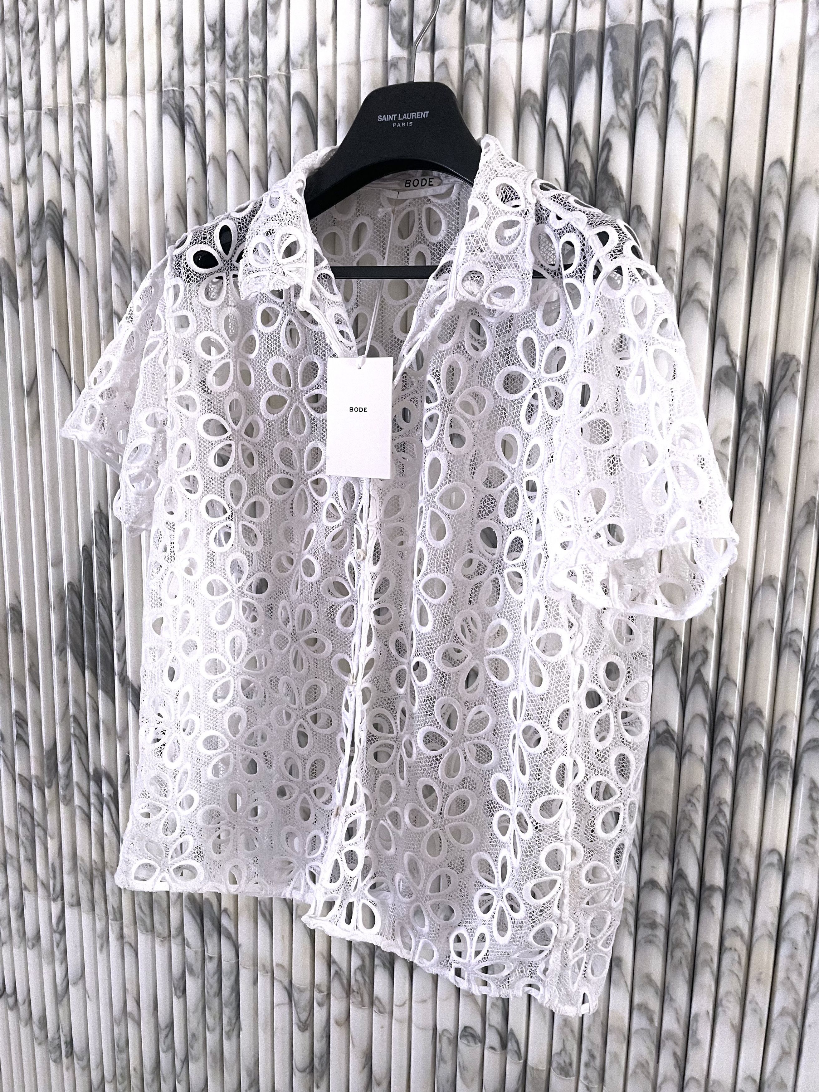 Bode BNWT PRIMROSE SUMMER DAISY FLORAL LACE BOWLING SHIRT Size US L / EU 52-54 / 3 - 2 Thumbnail