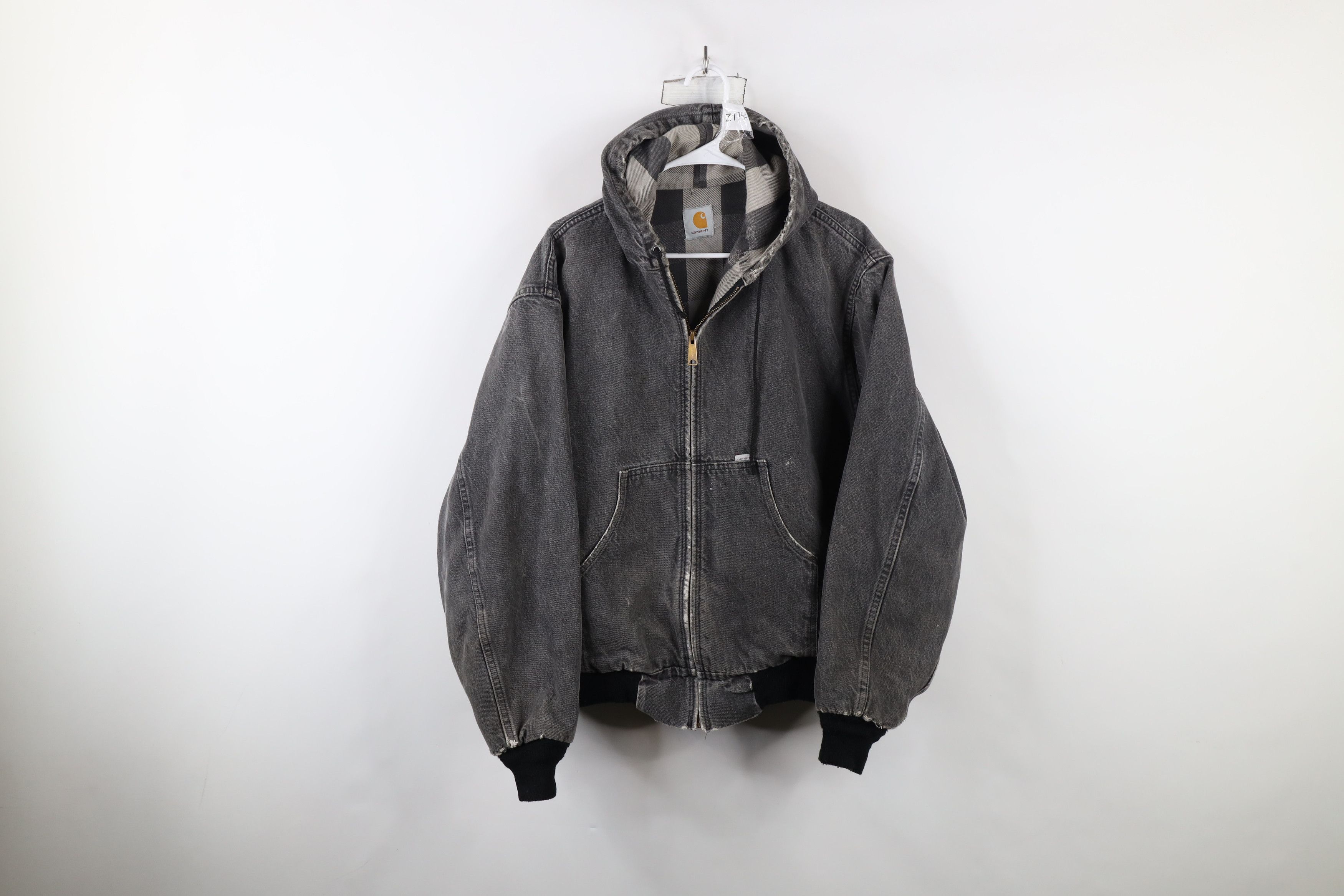 Carhartt Vintage 90s Carhartt Lined Denim Hooded Jacket Gray USA Size US XXL / EU 58 / 5 - 1 Thumbnail