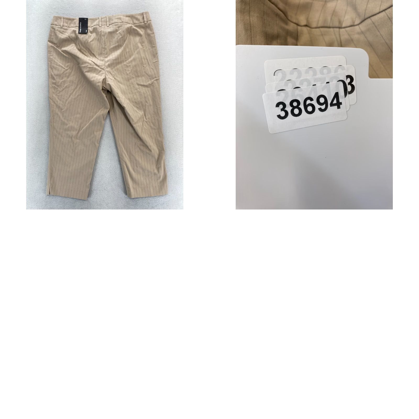 Vintage Lane Bryant Cropped Pants Women's 16 Khaki Beige Striped Straight Leg Casual NWT Size 38" / US 16 / IT 52 - 9 Thumbnail