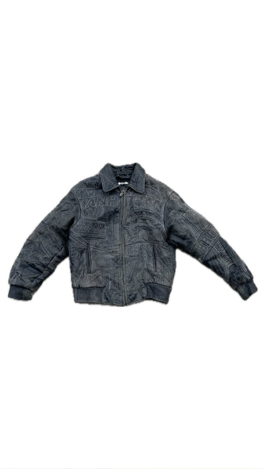 Marc Buchanan × Pelle Pelle × Vintage CRAZY Y2K Pelle Pelle Manhattan Embroidered Leather Jacket Size US S / EU 44-46 / 1 - 3 Thumbnail