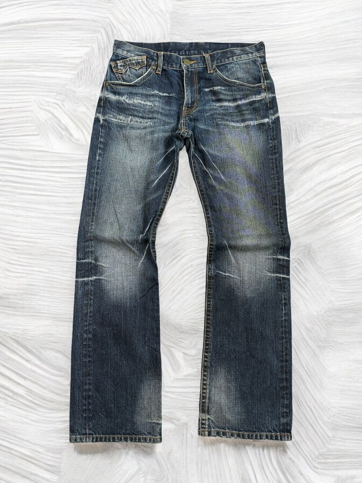 Hysteric Glamour × Japanese Brand × Vintage FLARED RATTLE TRAP JUNYA WATANABE STYLE DISTRESSED DENIM Size US 32 / EU 48 - 1 Thumbnail