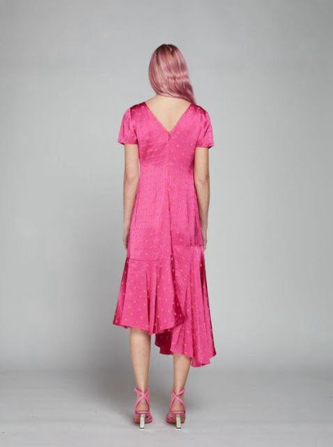 Marni o1w1db11024 Asymmetric Satin-Jacquard Dress in Pink Size S / US 4 / IT 40 - 2 Thumbnail