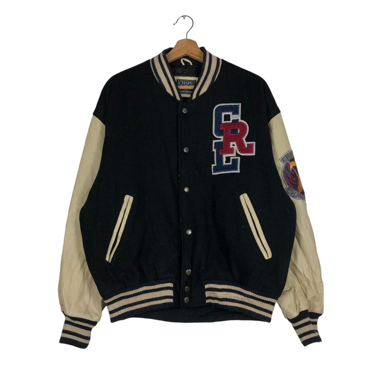 Chaps Ralph Lauren 🔥VINTAGE JUMPER VARSITY LEATHER JACKET CHAPS RALPH LAUREN Size US L / EU 52-54 / 3 - 3 Thumbnail