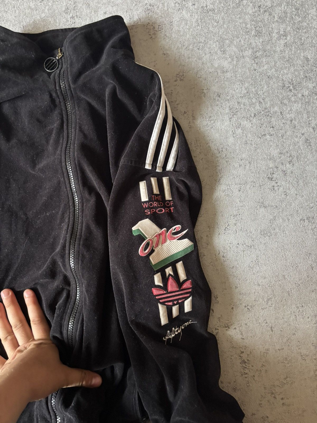 Adidas × Vintage VINTAGE ADIDAS ONE WORLD VELOUR TRACK JACKET Size US M / EU 48-50 / 2 - 2 Thumbnail