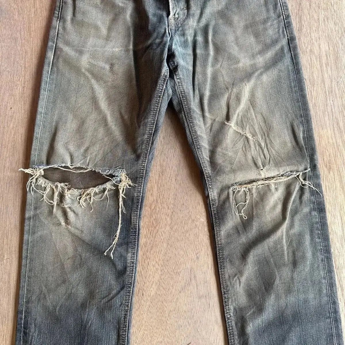 Vintage SICKS💥DISTRESSED DENIM VINTAGE EDWIN 503 JEANS MUDWASH PANT Size US 29 - 2 Thumbnail