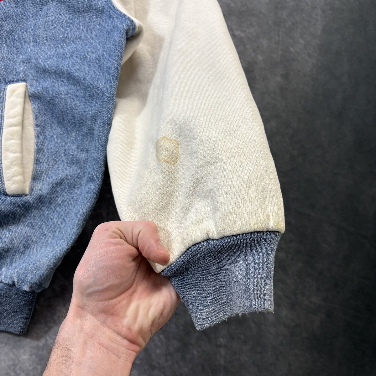 Nike × Vintage 1990s Vintage Nike Bomber Jacket Vintage Denim Jacket Swoosh Size US L / EU 52-54 / 3 - 6 Thumbnail