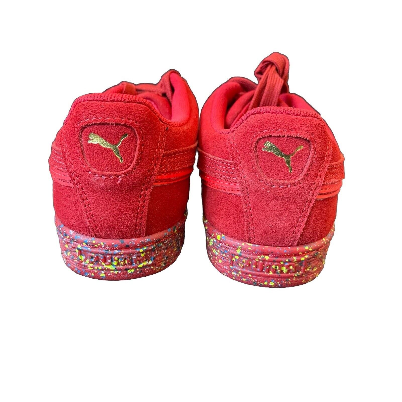 Puma Puma Suede Mono Triplex Lace Up Kids Red Paint Splatter Size US 6.5 / IT 36.5 - 4 Thumbnail