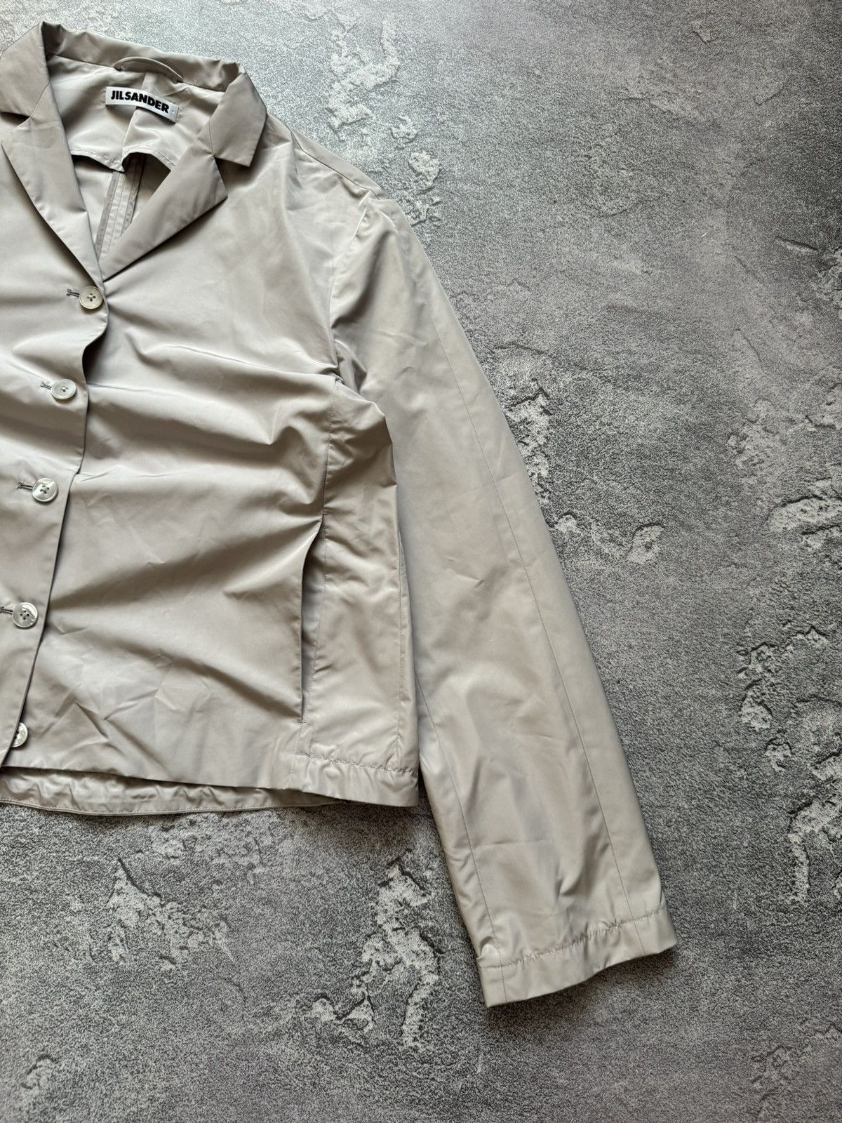 Designer × Jil Sander × Vintage Jil sander 42 nylon beige blazer jacket crop coat button up Size M / US 6-8 / IT 42-44 - 7 Thumbnail