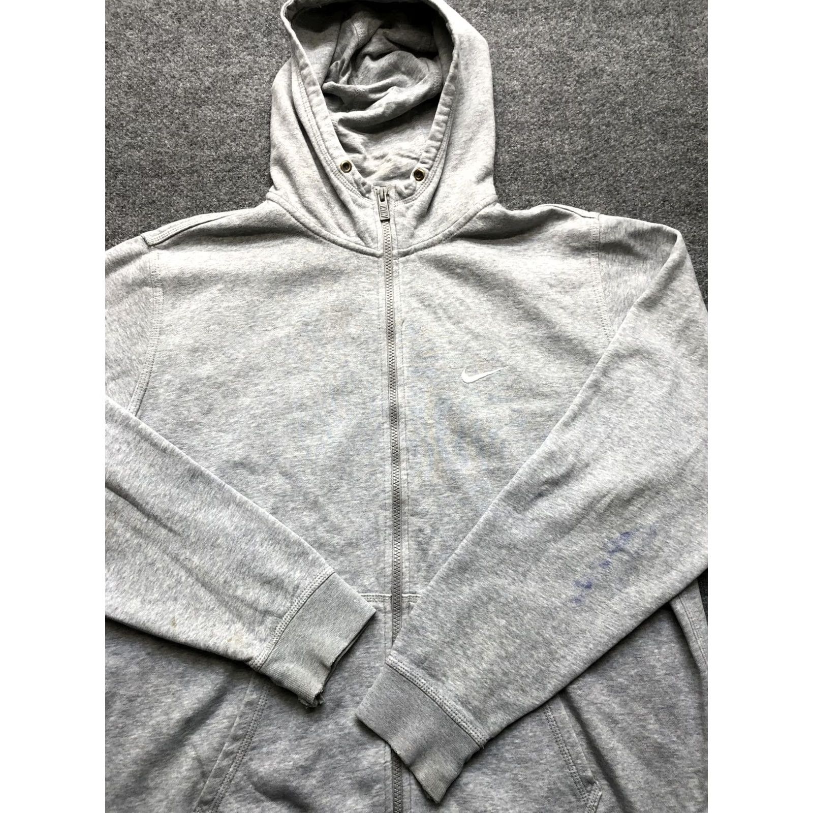 Nike Nike Hoodie Mens Extra Large Gray Full Zip Swoosh Sweatshirt Fair - Moderate Wear Stained Size US XL / EU 56 / 4 - 2 Thumbnail