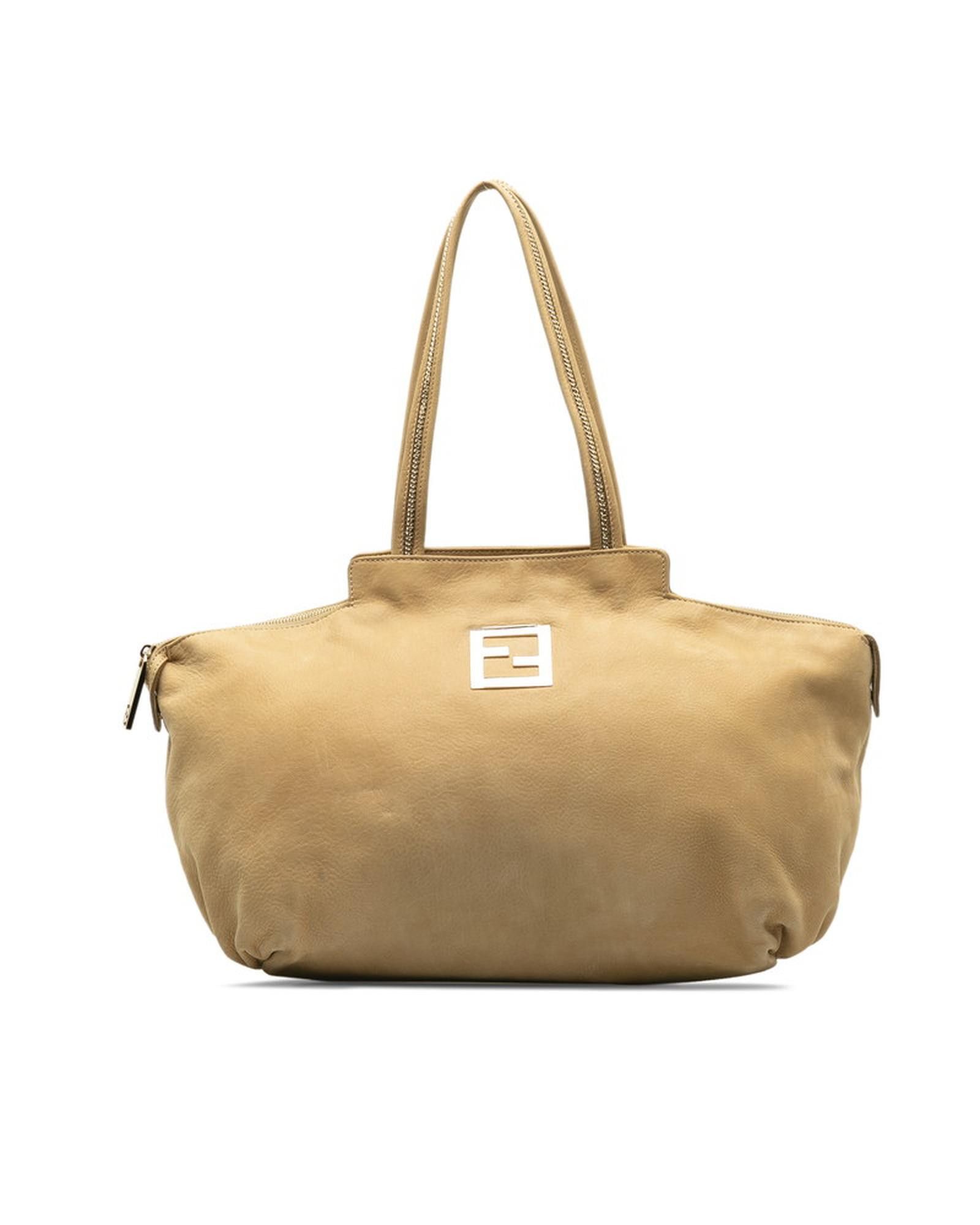 image of Fendi Brown Nubuck Chain Tote Bag, Women's