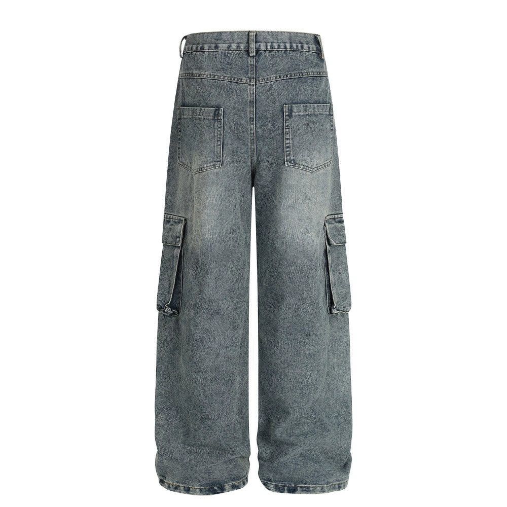 Jean Men's punk distressed washed straight embroidered jeans Size US 32 / EU 48 - 2 Thumbnail