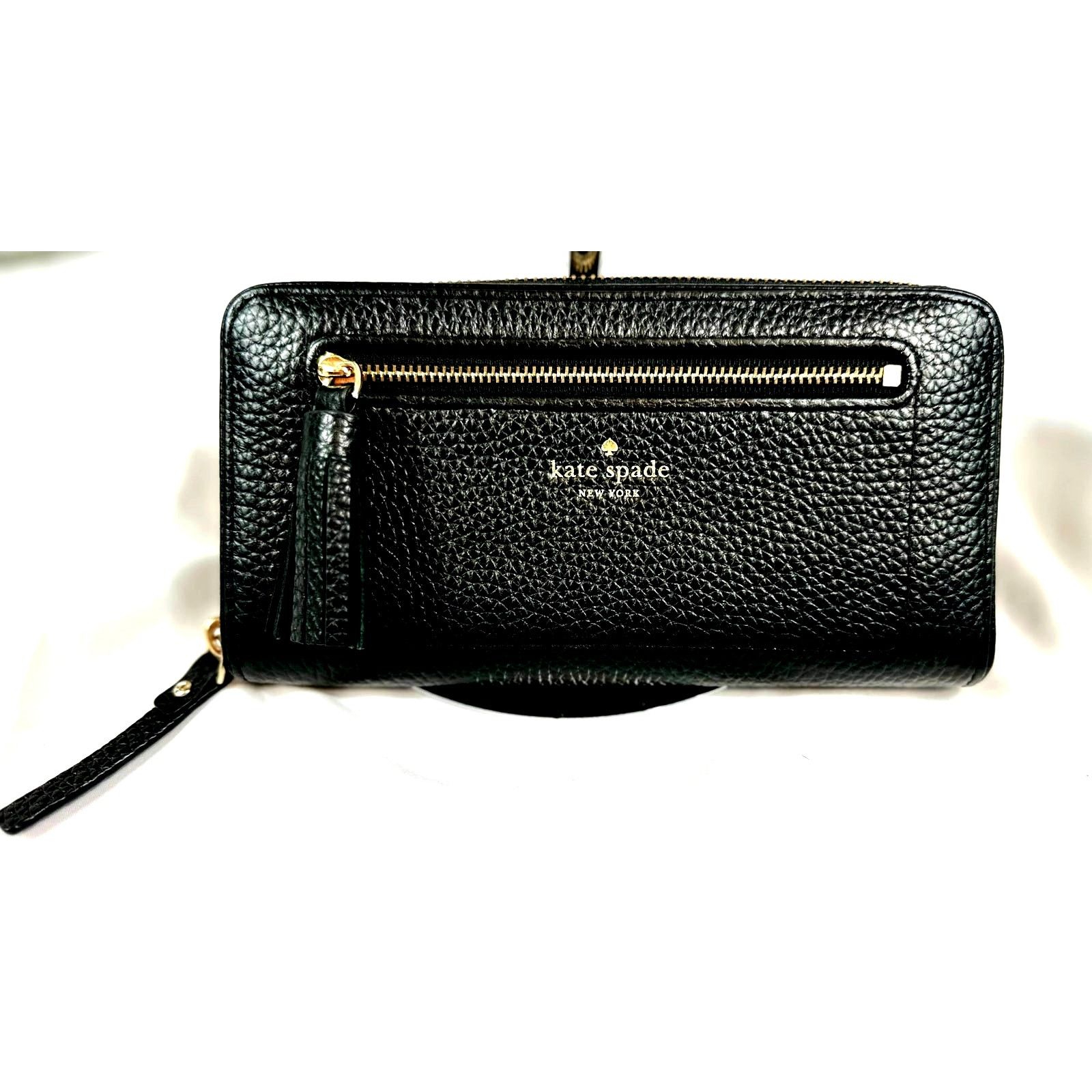 Kate Spade Kate Spade Chester St Pebble Leather Zip Around Wallet Black Size ONE SIZE - 4 Thumbnail