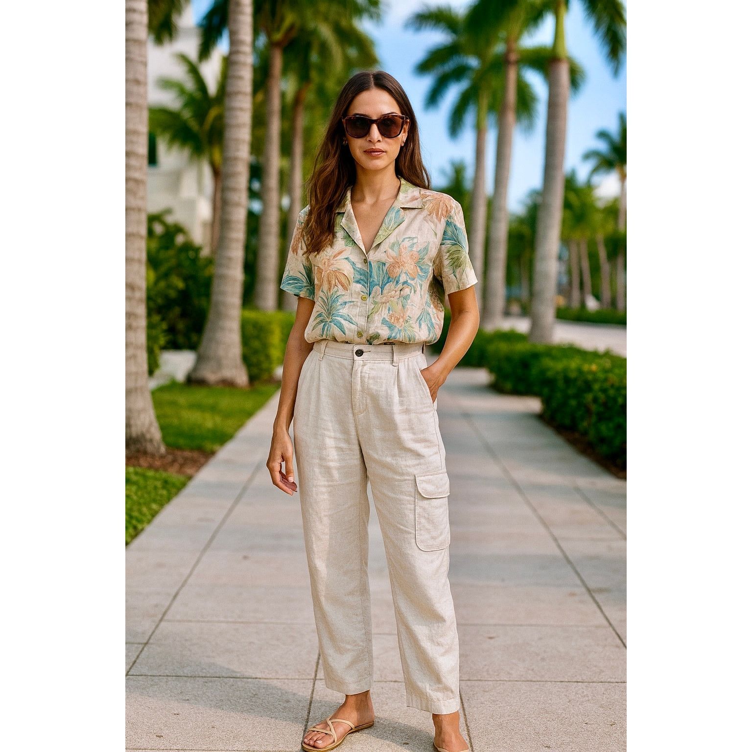 Other Rachel Roy Women's 100% Linen Cargo Pant Ivory Size XL Beach Size 34" / US 12 / IT 48 - 1 Thumbnail