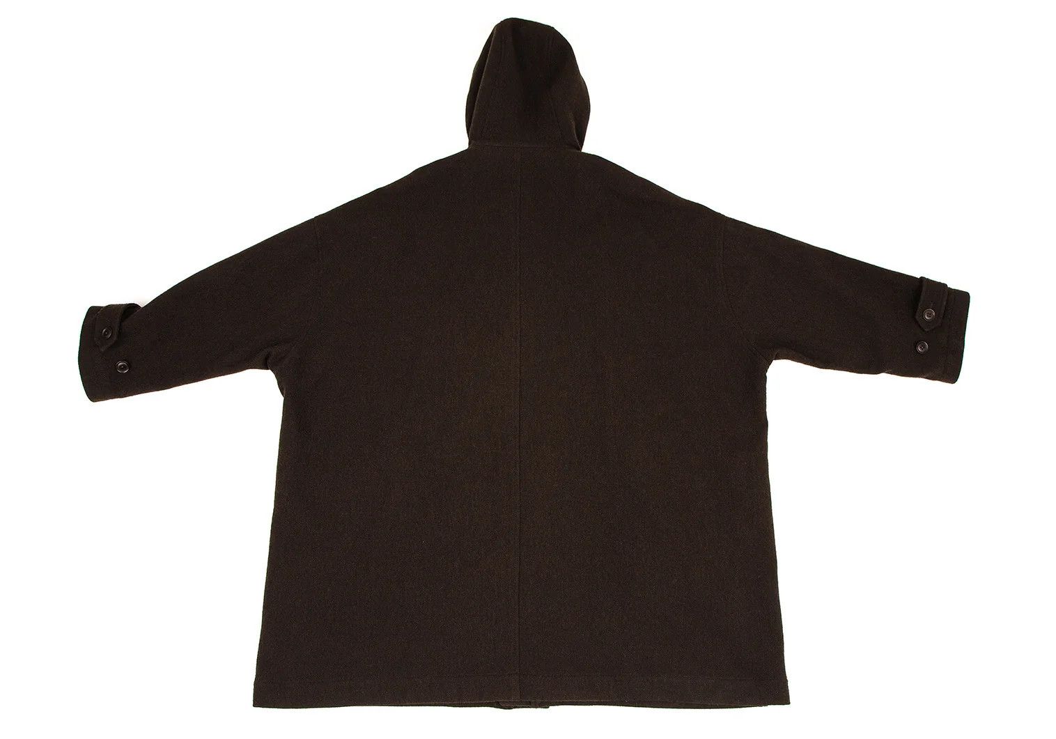 Yohji Yamamoto Blended Wool Doleman Hooded Coat in Dark Brown Size US L / EU 52-54 / 3 - 12 Thumbnail