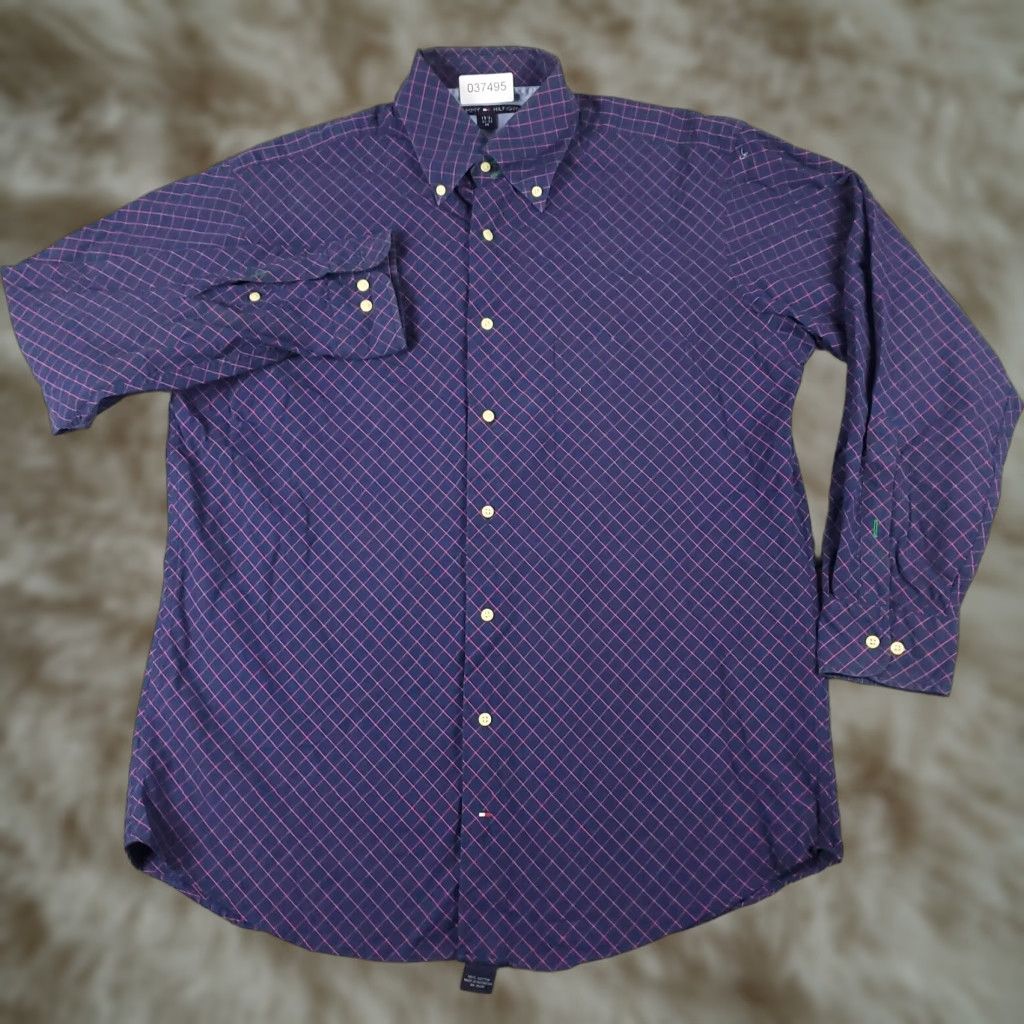 Tommy Hilfiger Tommy Hilfiger Button-Up Shirt Mens Medium Blue Check Long Sleeve Casual Size US M / EU 48-50 / 2 - 1 Thumbnail