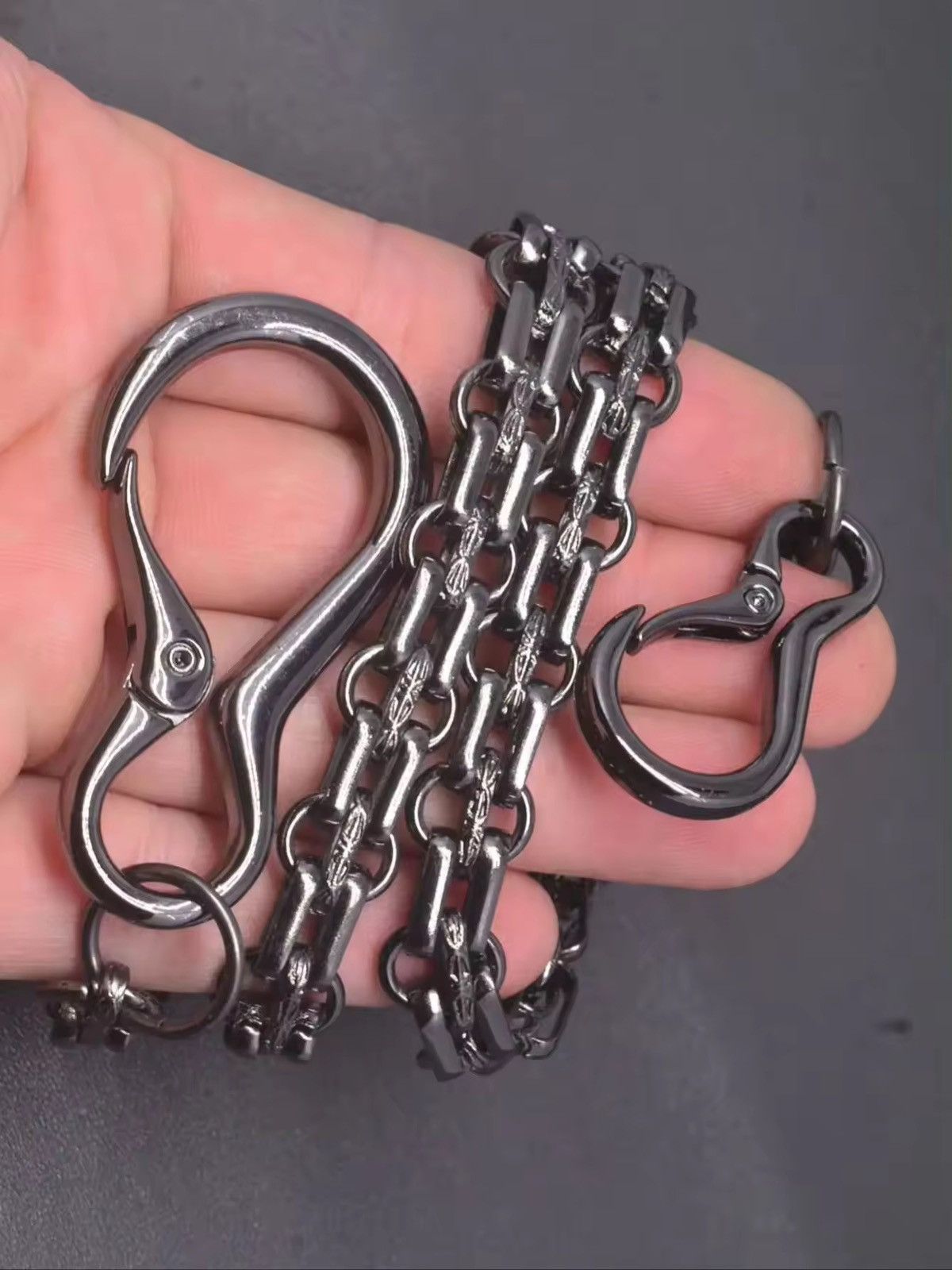 Other Gunmetal Oval hook Pants Wallet Chain Size ONE SIZE - 3 Thumbnail