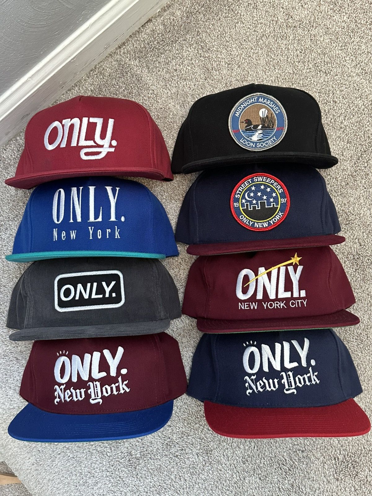 Only NY Lot of 8 ONLY NY SnapBack hat collection Adjustable vintage Size ONE SIZE - 1 Thumbnail