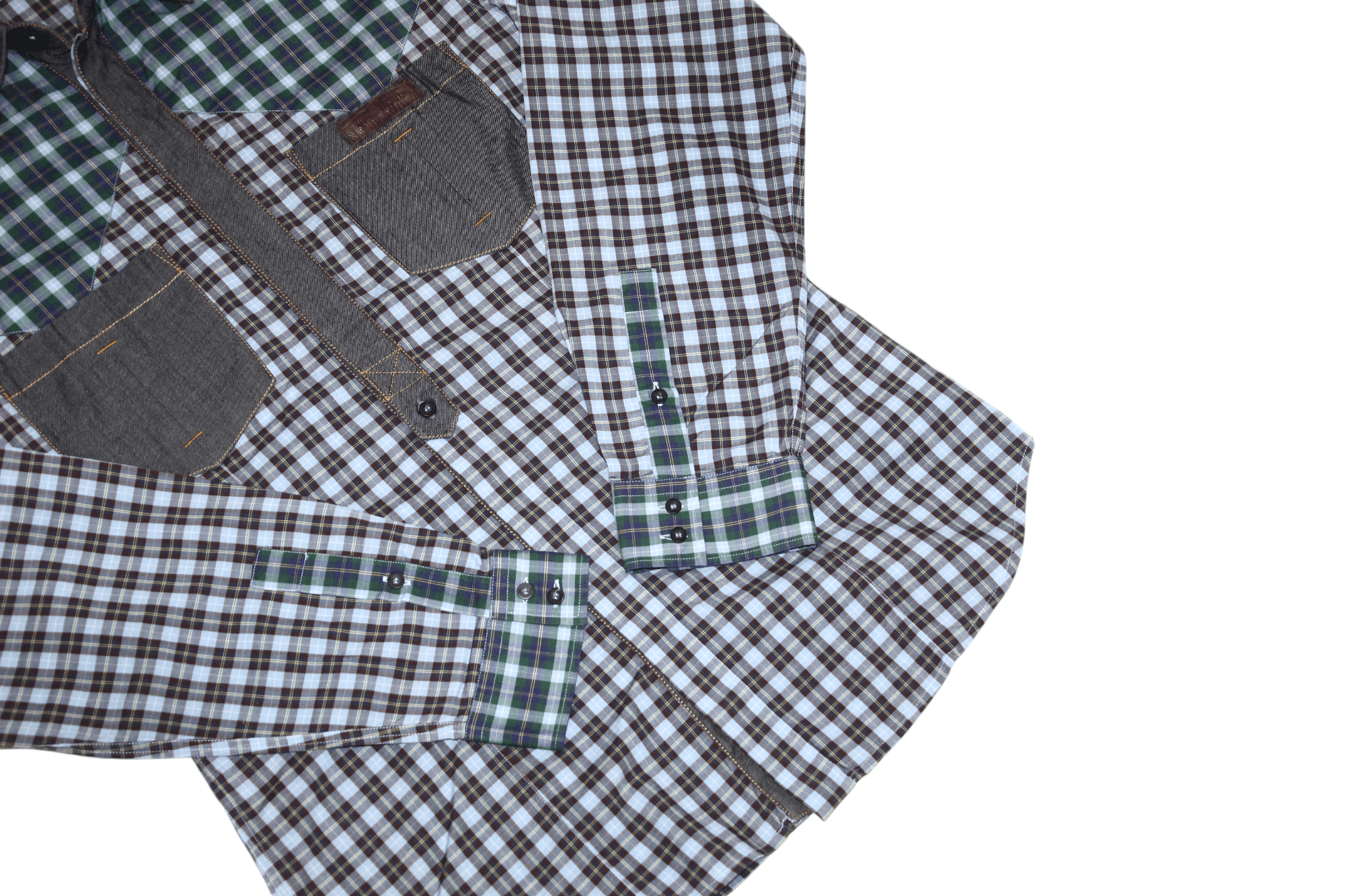Roberto Cavalli Cavalli gradient checkered denim trim popover western shirt Size US L / EU 52-54 / 3 - 5 Thumbnail
