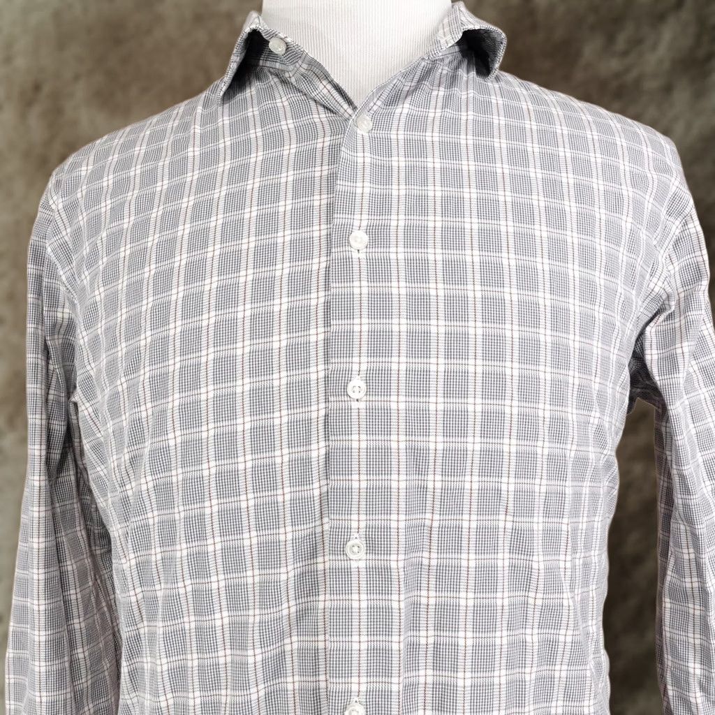 Nordstrom VINTAGE? No. Nordstrom Gray Check Dress Shirt Mens 16.5 34/35 Trim Fit Long Sleeve Non-Iron Shirt Mens Gray Check Size 46R - 1 Thumbnail