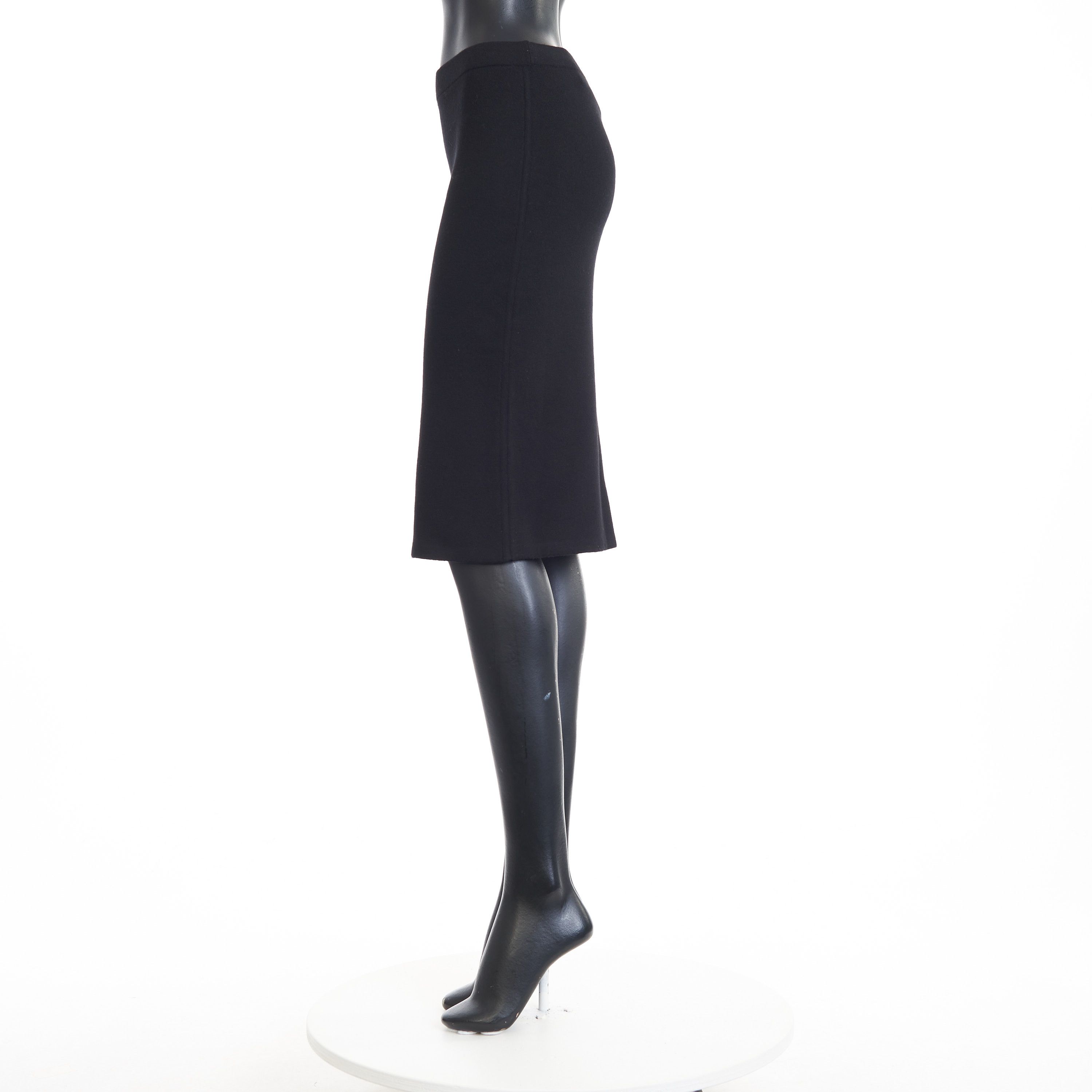 Saint Laurent Paris Black Pencil Skirt - Fine-Knit Wool Size 28" / US 6 / IT 42 - 3 Thumbnail