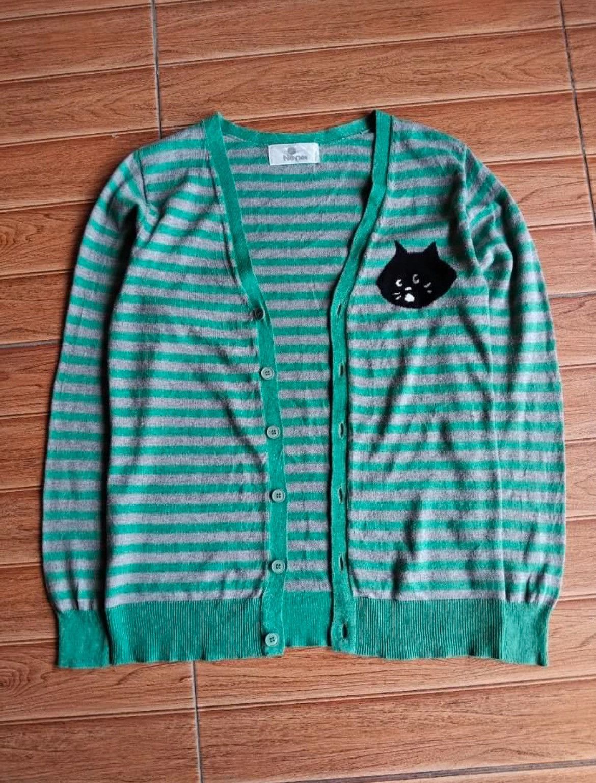 Issey Miyake × Japanese Brand × Ne-Net Ne net Cat Logo Stripe Cardigan Sweatshirt Size US S / EU 44-46 / 1 - 2 Thumbnail