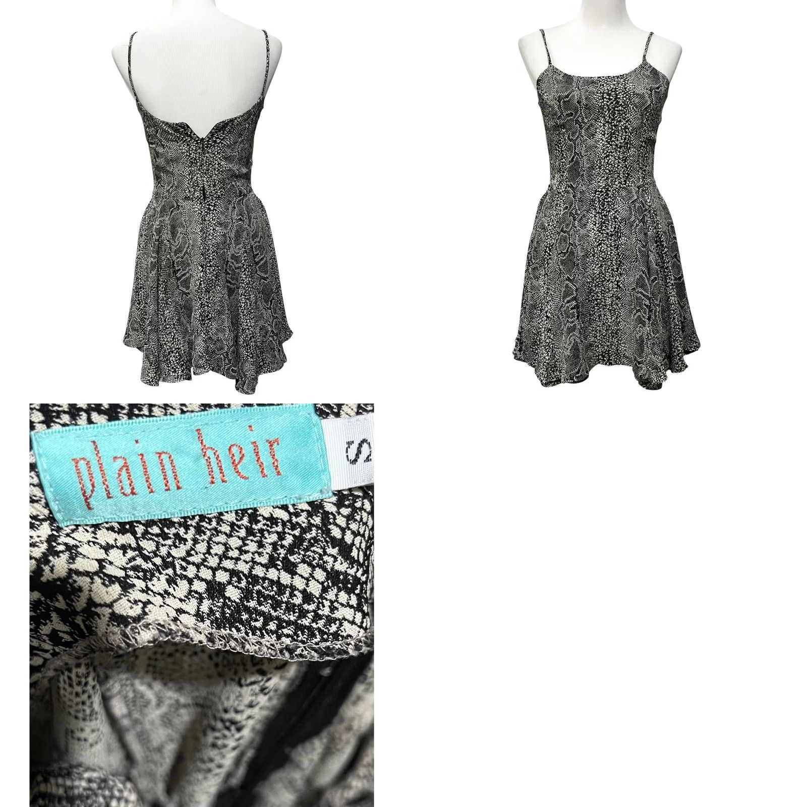 Vintage VINTAGE 90s Y2K Snakeskin Print Mini Dress Fits Flare Spaghetti Straps Women’s S Black Rayon Short Sleeve Party/Cocktail 90s Y2K Theme Womens Size S / US 4 / IT 40 - 8 Thumbnail