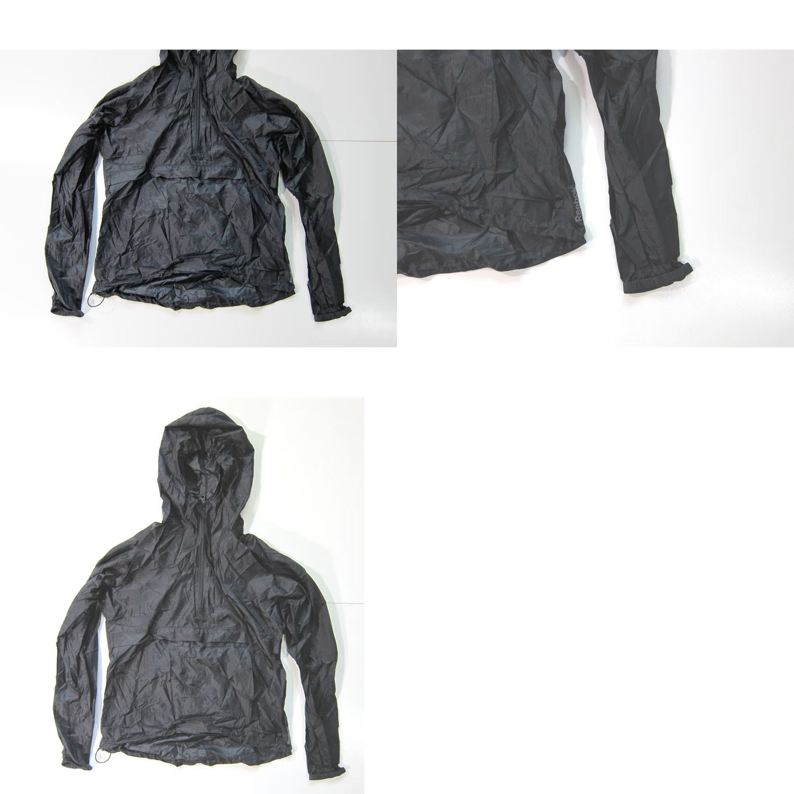 Reebok Reebok Black Lightweight 1/2 Zip Front Pocket Hooded Windbreaker Jacket Women M Size M / US 6-8 / IT 42-44 - 8 Thumbnail