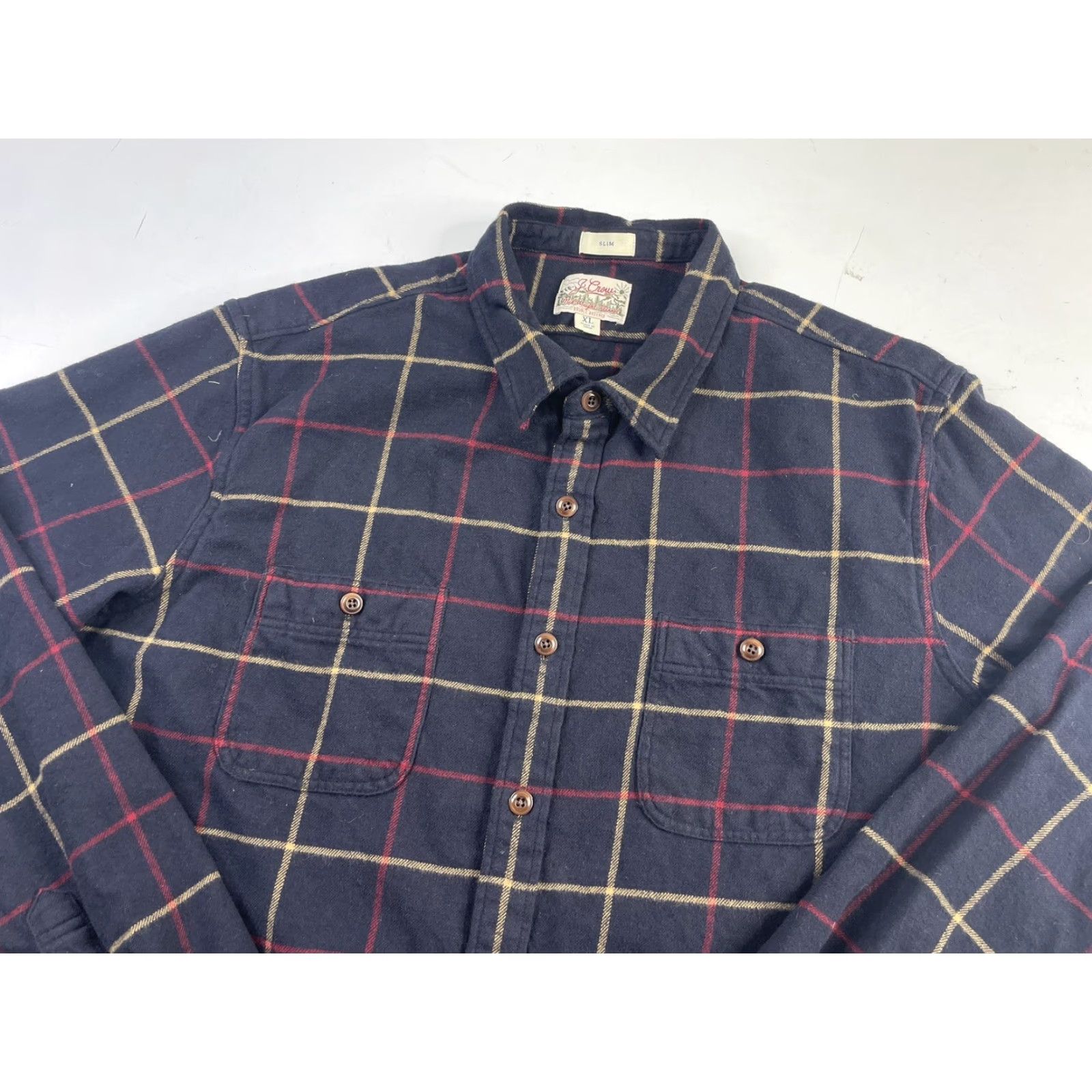 J.Crew J.Crew Men's Button-Up Shirt Plaid Flannel Midweight Long Sleeve XL Blue Size US XL / EU 56 / 4 - 2 Thumbnail