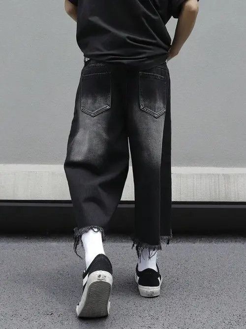 Japanese Brand OPIUM GOTH distressed Y2K DRIP denim jorts Size US 34 / EU 50 - 2 Thumbnail