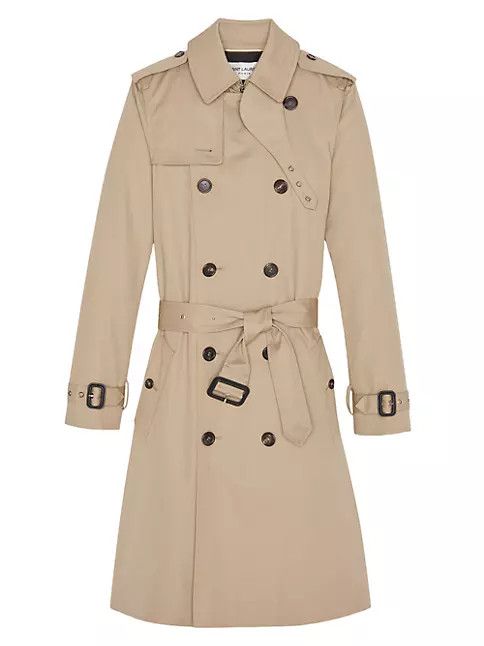 Saint Laurent Paris o1b1hav110924 Trench Coat in Gabardine in Beige Size XXS / US 00 / IT 34 - 1 Thumbnail