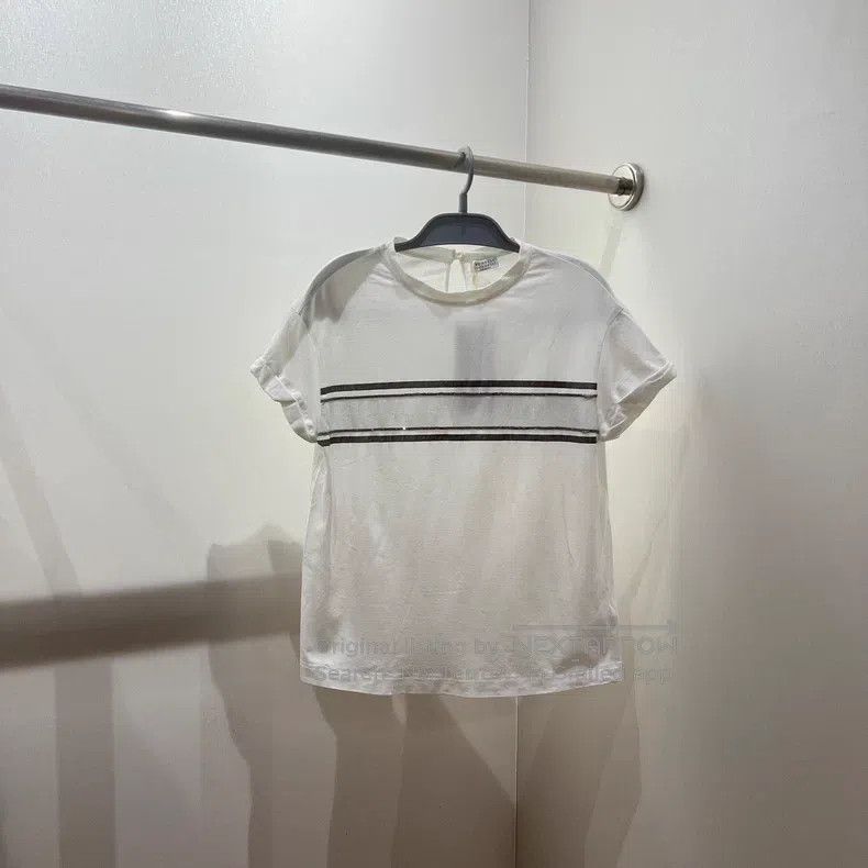 Brunello Cucinelli Brunello Cucinelli Round neck beaded short sleeve Size XS / US 0-2 / IT 36-38 - 1 Thumbnail