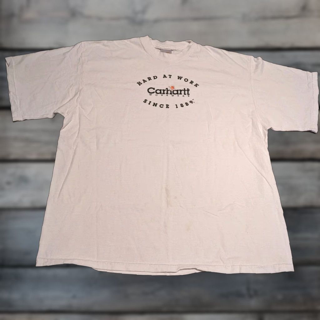 Vintage VINTAGE Carhartt Workwear T-Shirt Shirt XL White Graphic Tee Men - Hard At Work - Crew Neck - Short Sleeve - Cotton Blend - Loose Fit Size US XL / EU 56 / 4 - 1 Thumbnail
