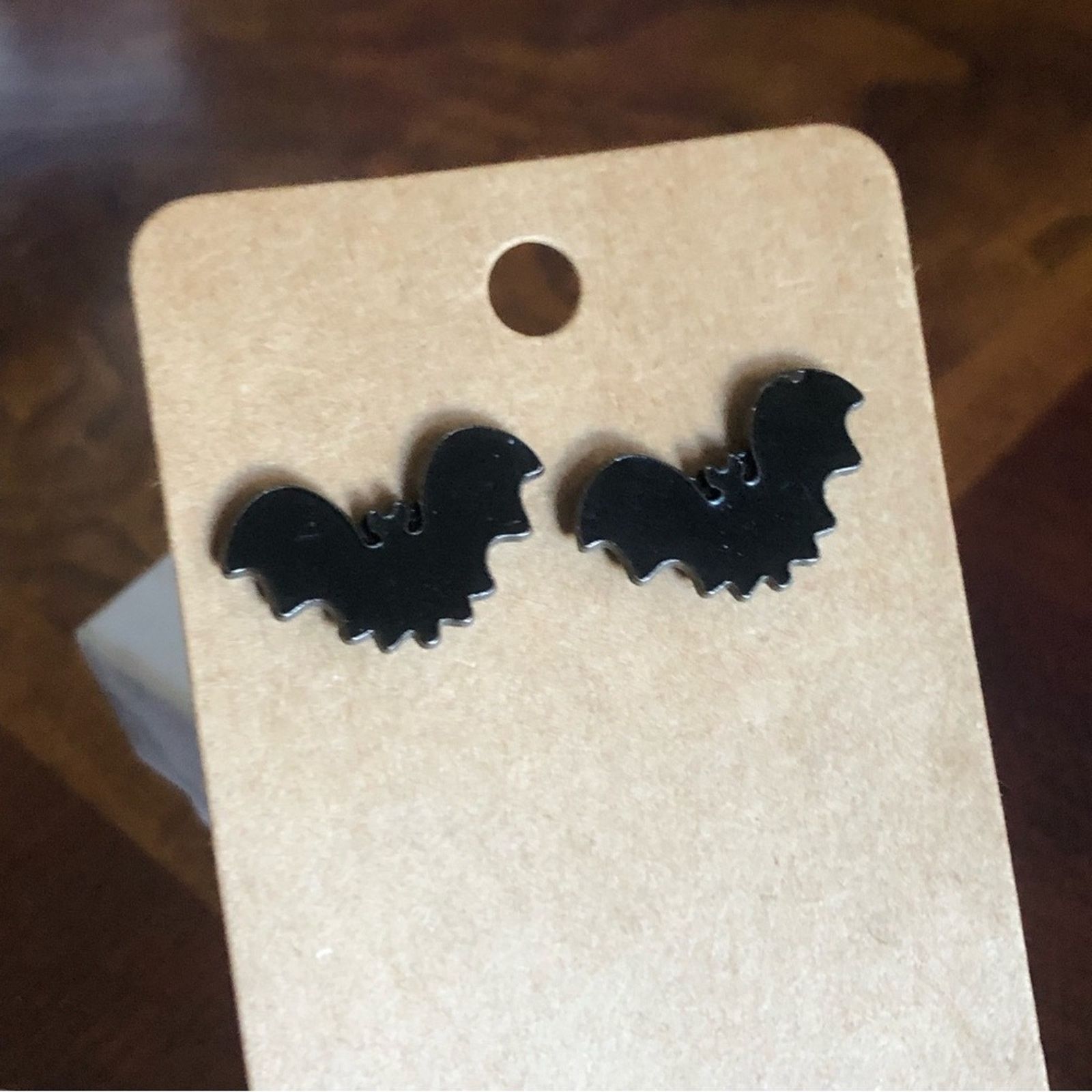 Jewelry Spooky Halloween black enamel bat with coffin earrings Size ONE SIZE - 3 Thumbnail
