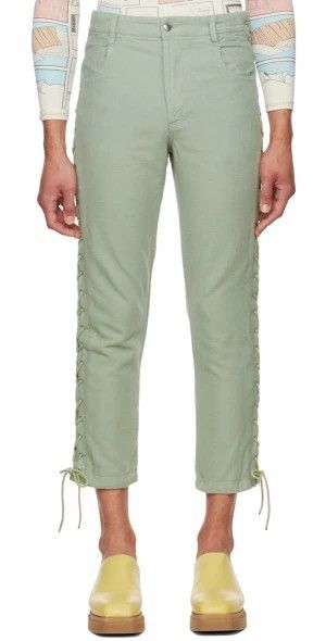 Eckhaus Latta Eckhaus Latta Green Laced Trousers Size 32" / US 10 / IT 46 - 1 Thumbnail