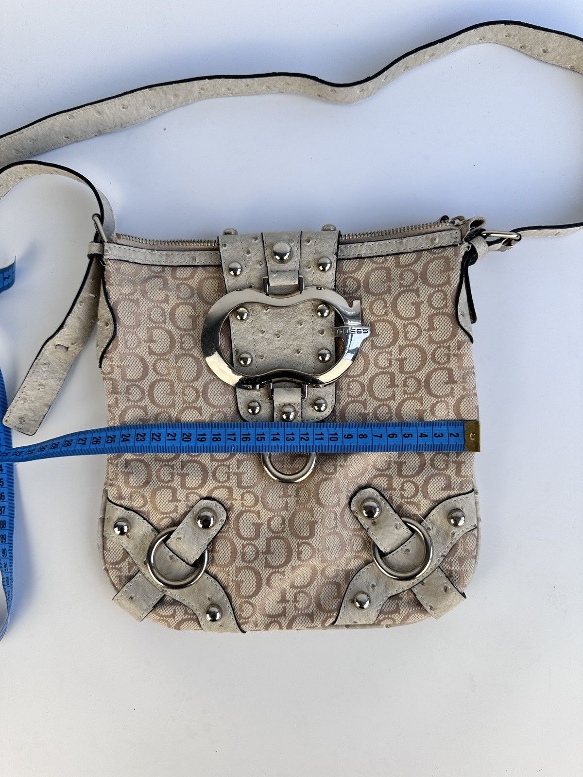 Guess Guess Vintage Monogram Shoulder Bag Logo Print Studded Y2K Size ONE SIZE - 11 Thumbnail