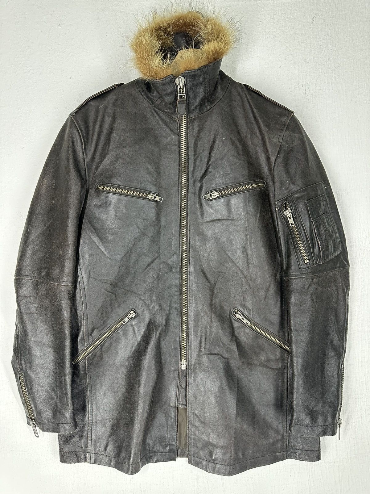 image of Vintage Abahouse Leather Ride Jacket in Brown, Men's (Size Medium)