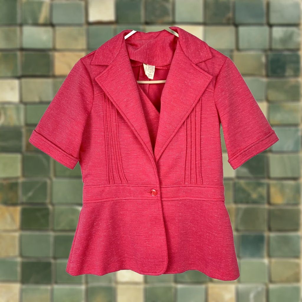 Vintage VINTAGE Silk Polyester Blend Bright Pink 3-Piece Leisure Suit Womens 16 Barbie Shirt Hoodie Pants Jacket Vest 70s Mens Womens Girls Boys Size XXL / US 16-18 / IT 52-54 - 1 Thumbnail