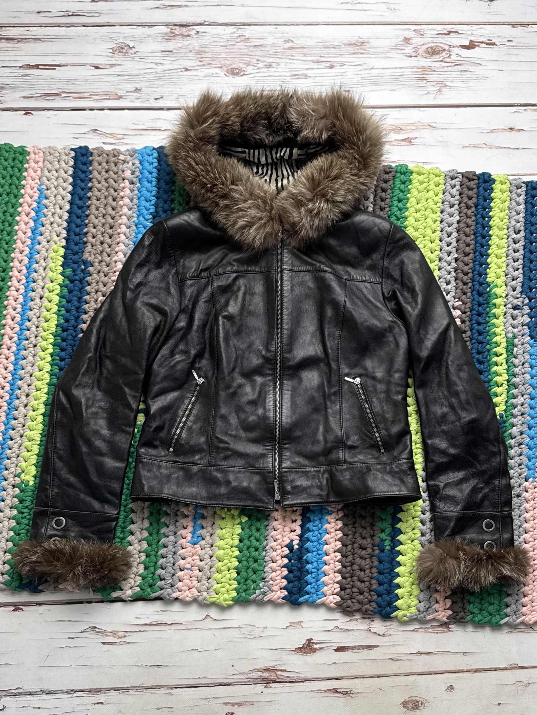 Vintage Vintage Leather Cropped Jacket With Real Fur (D15)(D10) Size L / US 10 / IT 46 - 6 Thumbnail