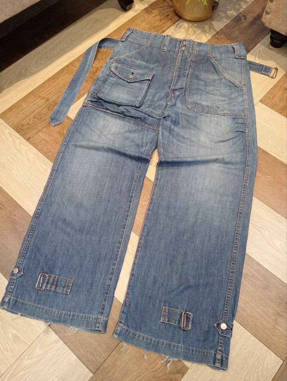 CABANE de ZUCCa RARE CABANE DE ZUCCA BY ISSEY MIYAKE BLUE CARGO JEANS Size US 36 / EU 52 - 3 Thumbnail