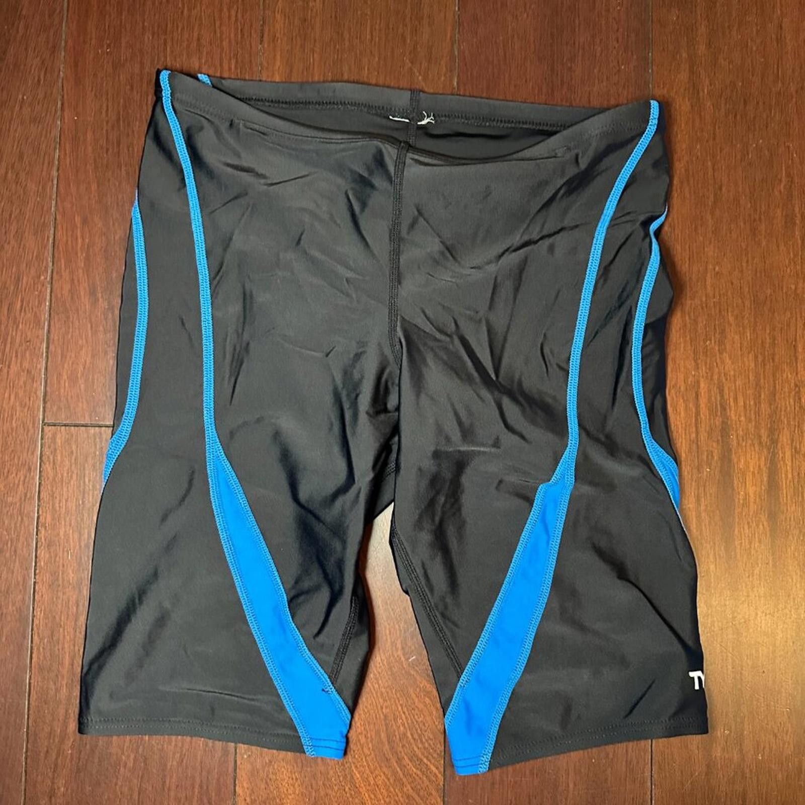 Charles Tyrwhitt TYR Men’s Swim Jammer – Black with Blue Accents – Size M/L Size US 32 / EU 48 - 2 Thumbnail