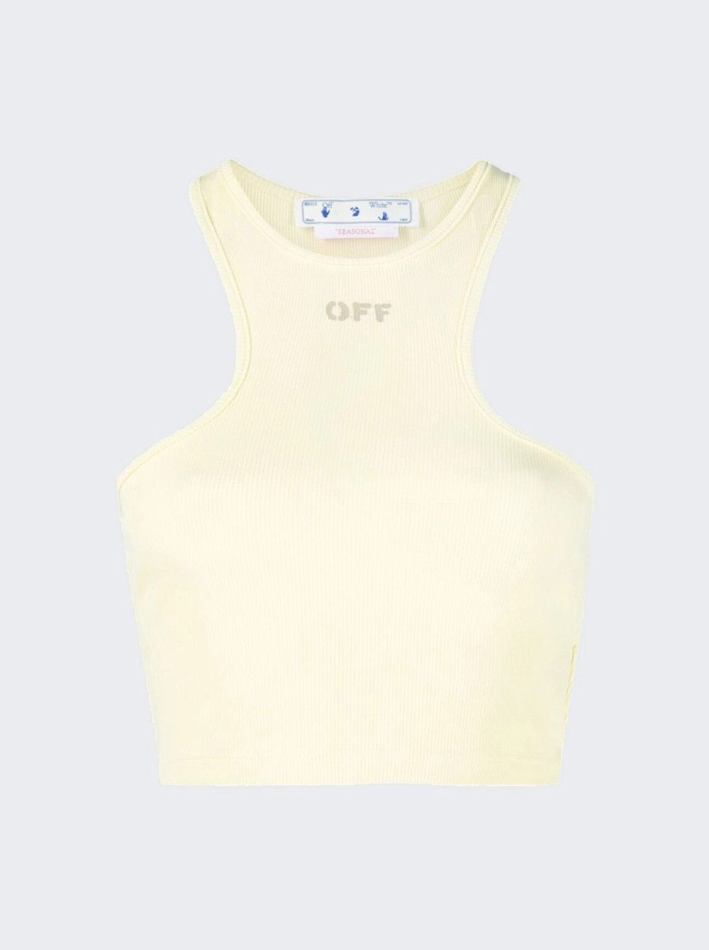 Off-White o1mle0425 Off Stamp Ribbed Rowing Crop Tank Top Light Yellow Size XS / US 0-2 / IT 36-38 - 1 Preview
