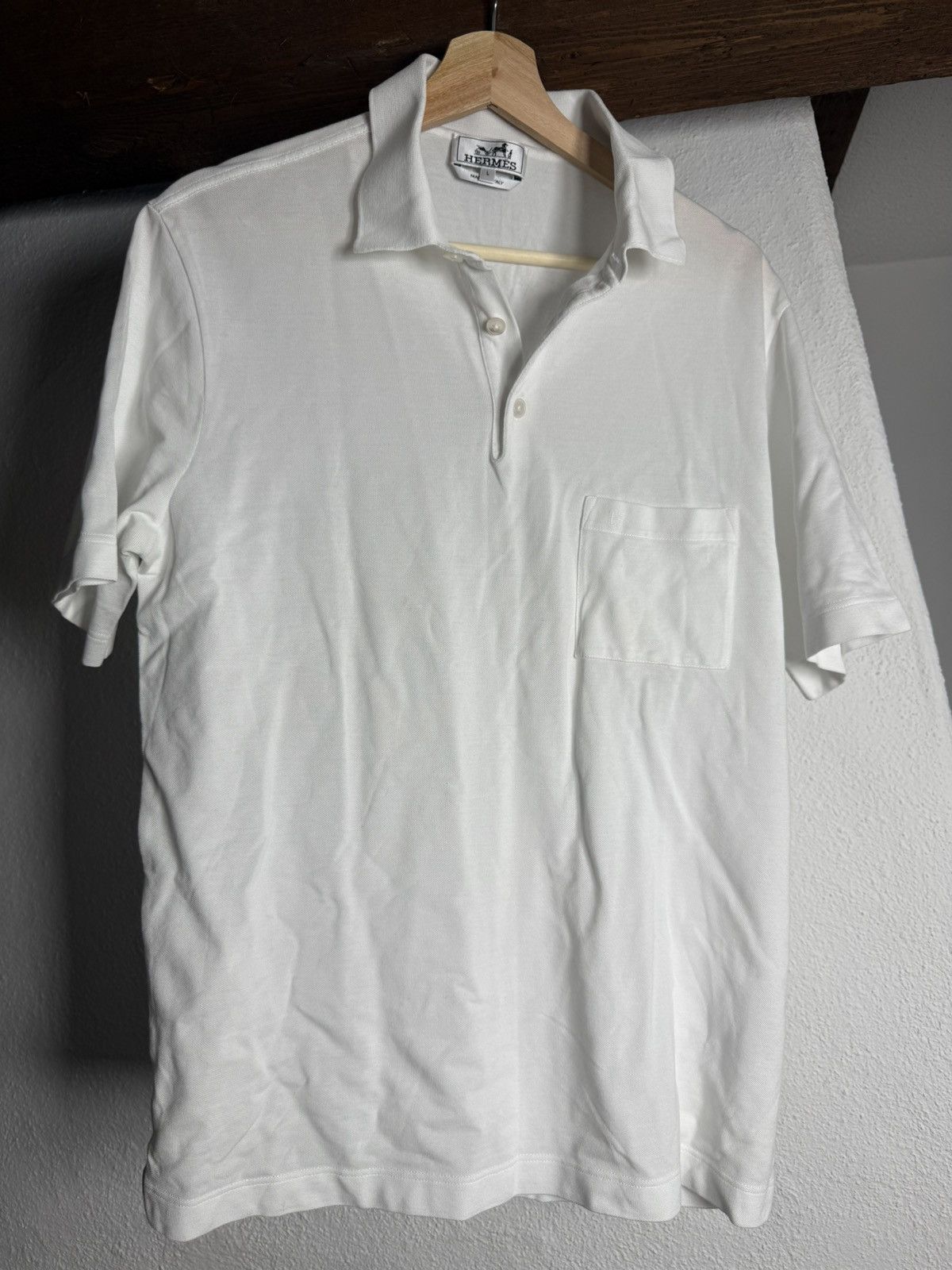 Hermes Hermès White Cotton Polo Shirt Size L Size US L / EU 52-54 / 3 - 1 Thumbnail