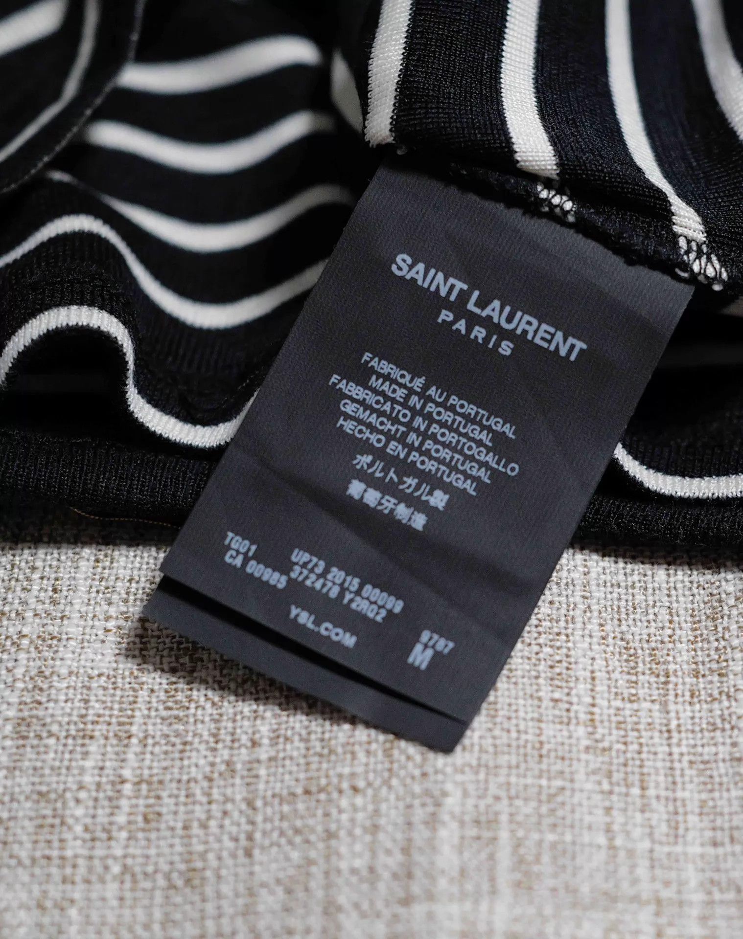 Saint Laurent Paris SLP 15AW B&W Striped Silk Pocket T-Shirt Size M Size US M / EU 48-50 / 2 - 5 Thumbnail