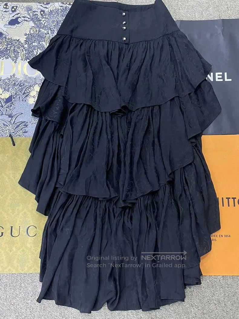Chanel Chanel Black cake lotus leaf double C dark pattern printed Size 25" / US 0 / IT 36 - 2 Thumbnail